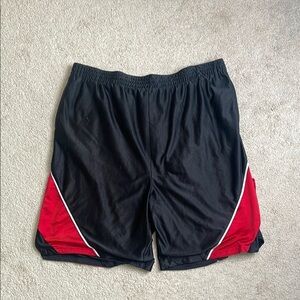 Black and Red Athletic Shorts with Elastic Waistband